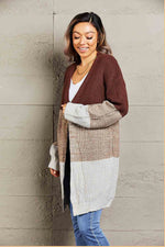 Savannah Woven Right Color Block Rib-Knit Longline Cardigan