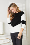 Selena Two-Tone Rib-Knit Sweater