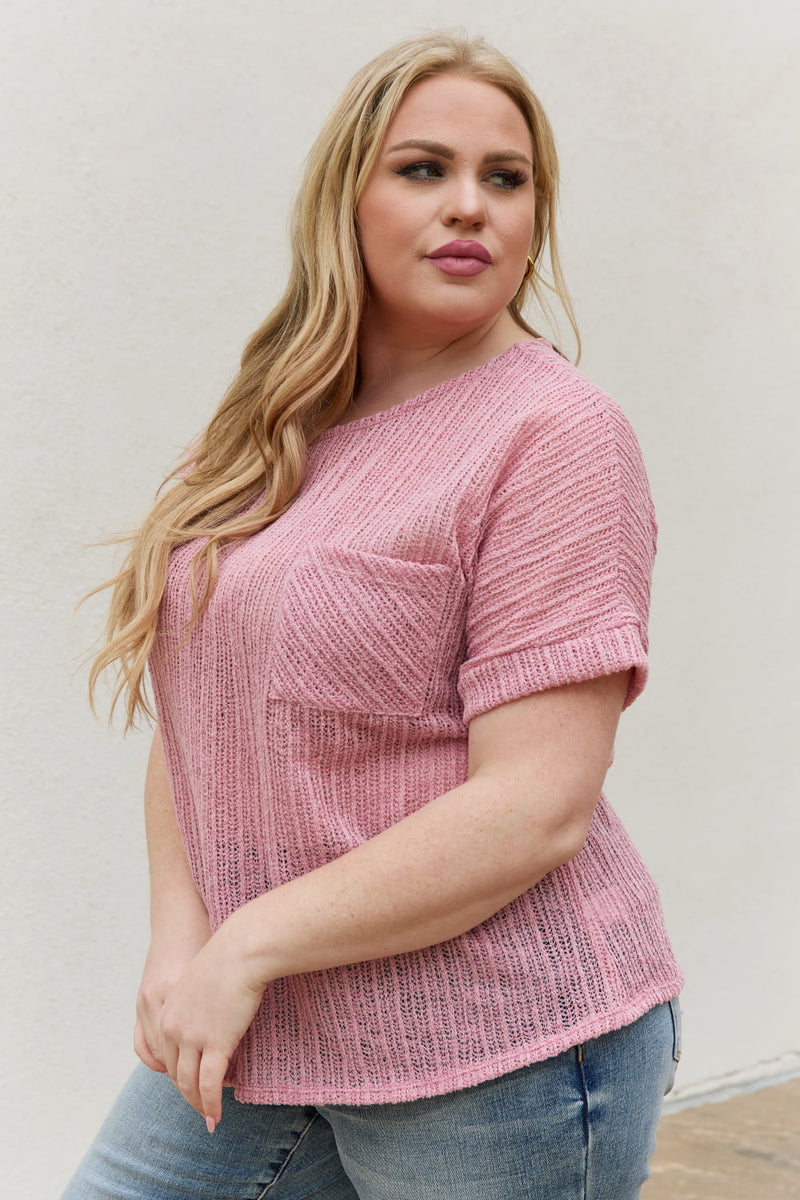 Chunky Knit Short Sleeve Top in Mauve