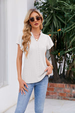 Josephine Notched Neck Puff Sleeve Blouse