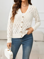 Maya Openwork V-Neck Knit Cardigan