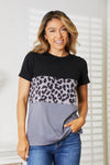 Maya Leopard Print Color Block Short Sleeve T-Shirt