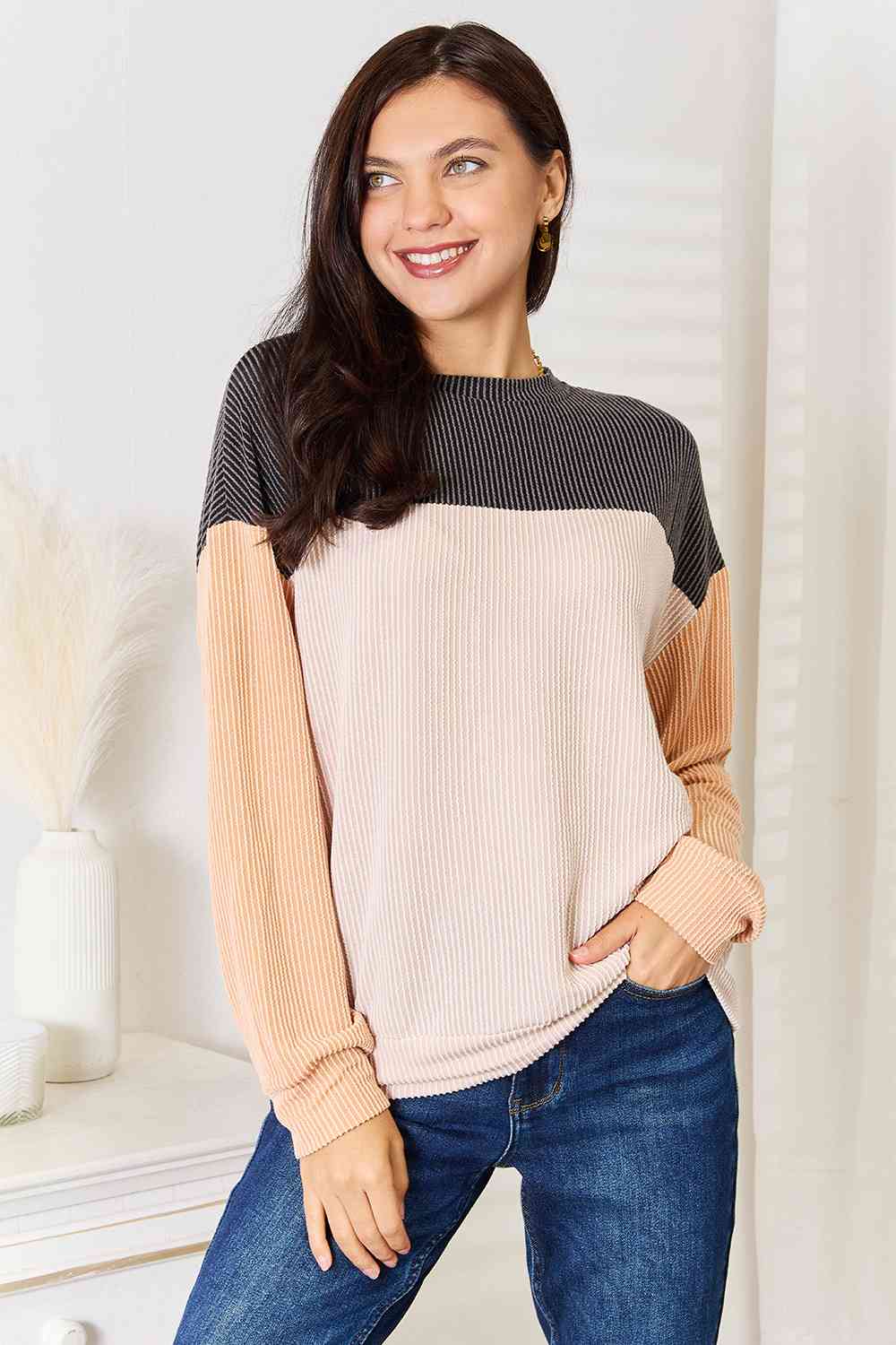 Josie Color Block Dropped Shoulder T-Shirt