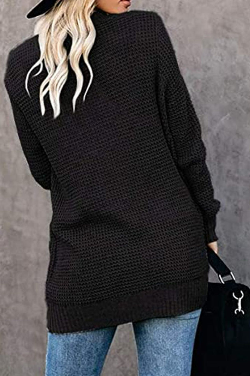 Kendall Open Front Rib-Knit Cardigan with Pockets