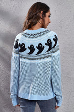 Ghost Pattern Long Sleeve Sweater