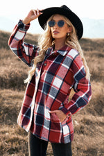 Plaid Dropped Shoulder Pocketed Shirt Jacket- 5 Colors