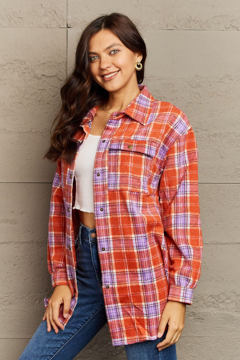 Skylar Plaid Button-Down Long Sleeve Jacket