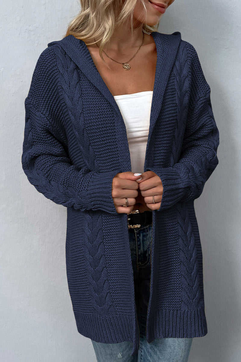 Hazel Cable-Knit Hooded Cardigan