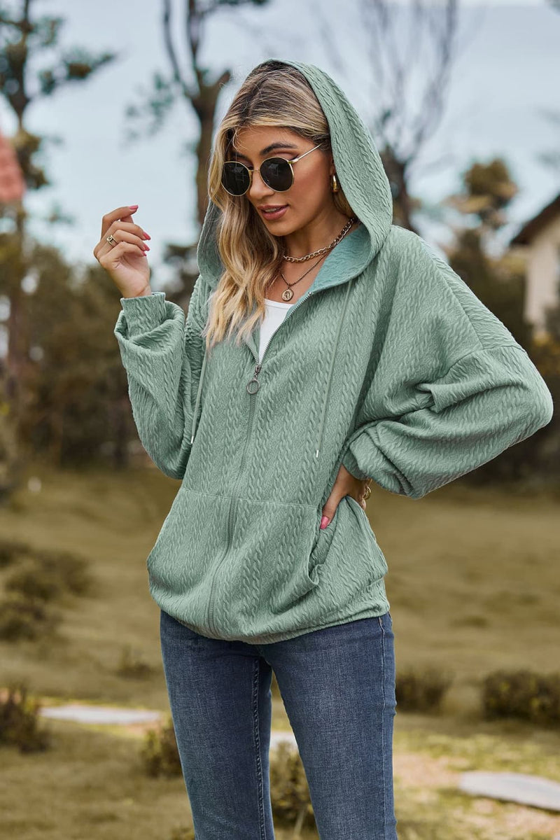 Callie Cable-Knit Hooded Jacket