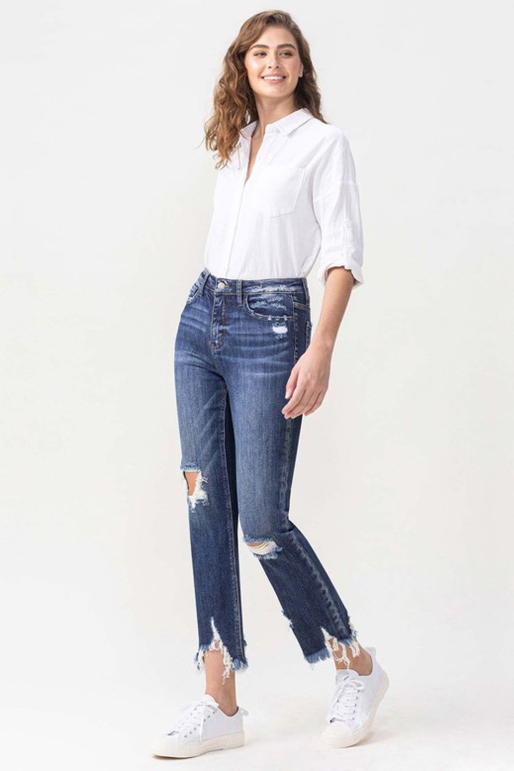 Jackie High Rise Crop Straight Leg Lovervet Jeans