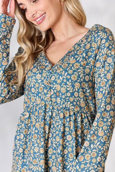 Katalina Floral Half Button Blouse