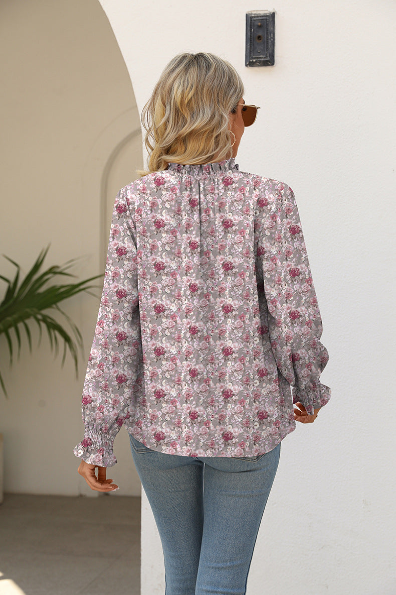 Piper Tie Neck Flounce Sleeve Blouse
