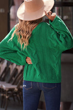 Jillian Cable Knit V-Neck Sweater