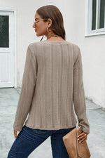 Lacy Buttoned Notched Neck T-Shirt