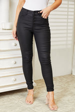 Annabelle High Rise Black Coated Ankle Skinny Kancan Jeans