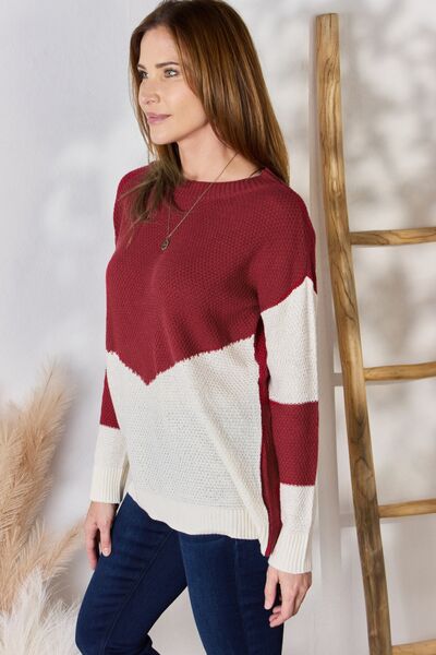 Hadley Color Block Dropped Shoulder Knit Top