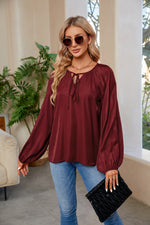 Tiana Tie Neck Balloon Sleeve Blouse