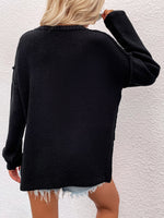 Buttoned Exposed Seam High-Low Sweater- 6 Colors