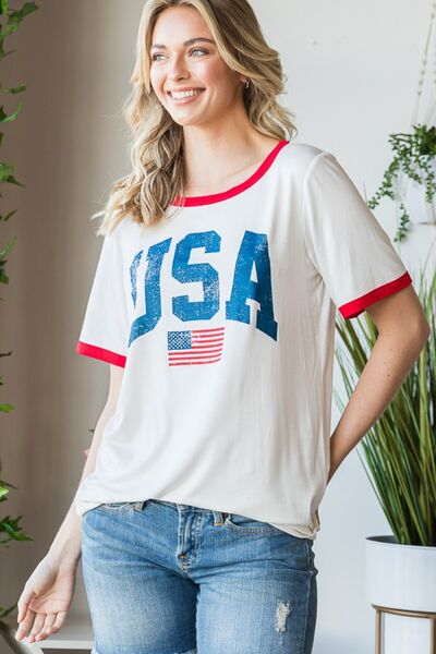 USA Contrast Trim Tee