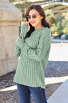 Scarlet Ribbed Round Neck Knit Top