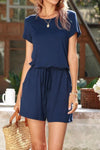 Jerica Drawstring Waist Short Sleeve Romper