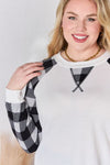 Kristie Plaid Raglan Sleeve Round Blouse