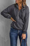 Quilted Half-Zip Sweatshirt with Pocket- Multiple Colors