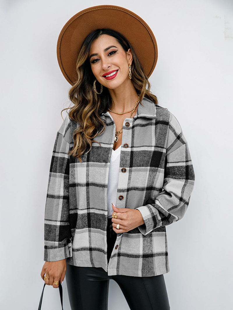 Penelope Plaid Button-Down Jacket