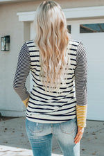 Striped Buttoned Long Sleeve Top