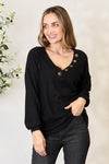 Jennifer Button Detail Long Sleeve Blouse