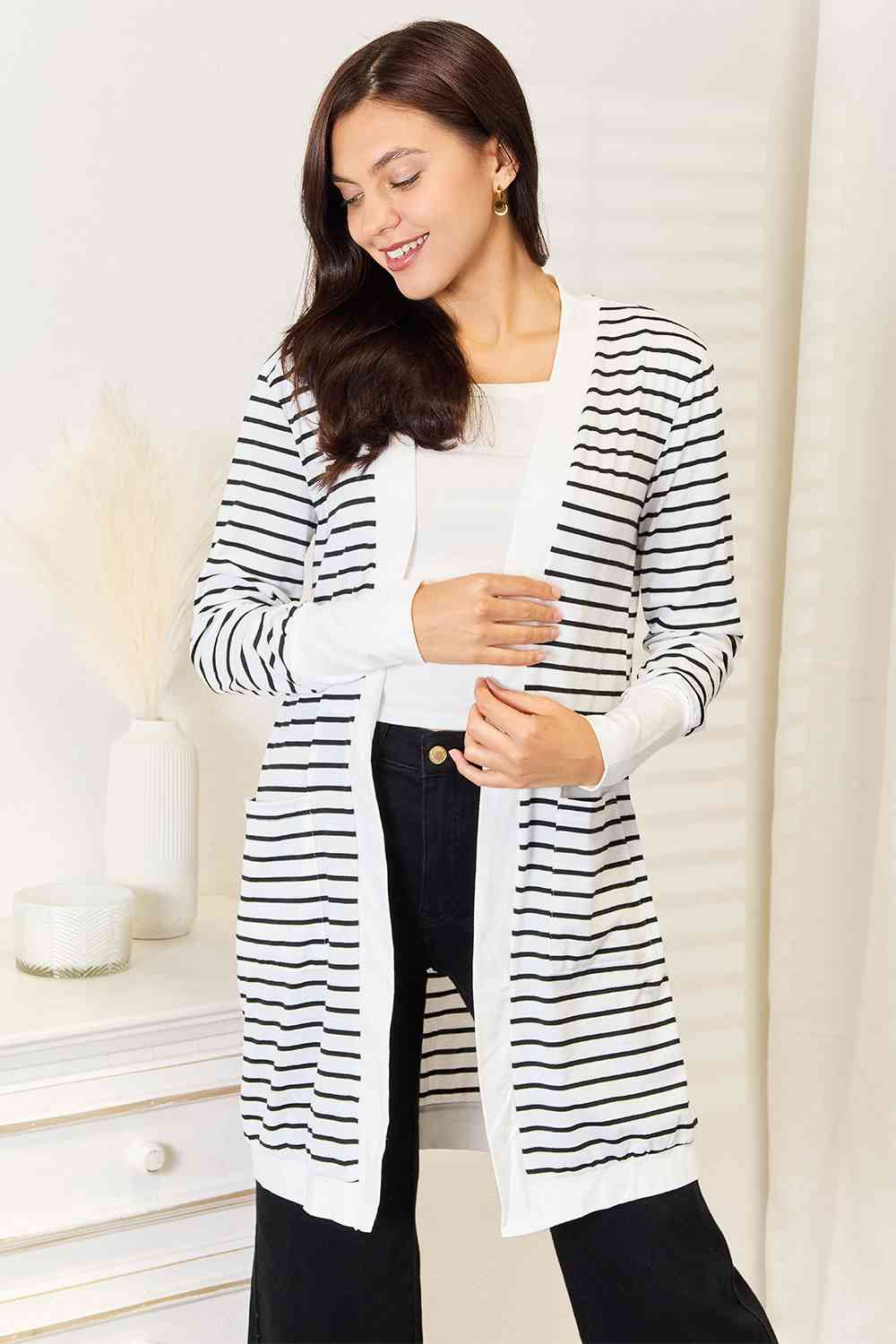 Ava Striped Longline Cardigan