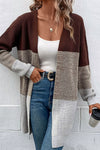 Savannah Woven Right Color Block Rib-Knit Longline Cardigan