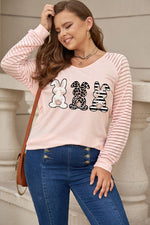 Plus Size Rabbit Long Raglan Sleeve Easter Tee