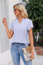 Josephine Notched Neck Puff Sleeve Blouse