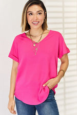 Lydia V-Neck Rolled Sleeve T-Shirt