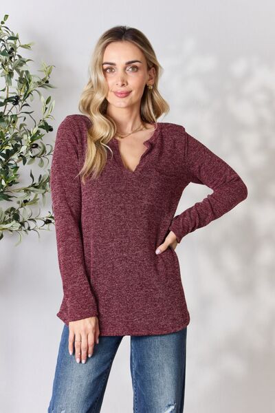 Kayla Notched Long Sleeve Top