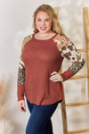 Lydia Leopard Waffle-Knit Blouse