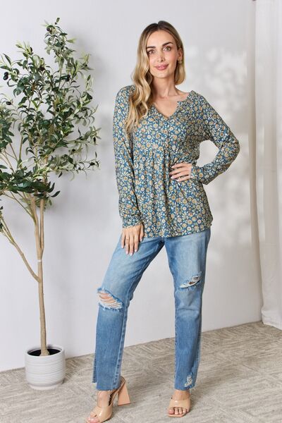 Katalina Floral Half Button Blouse