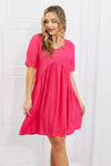 Another Day Swiss Dot Casual Dress in Fuchsia