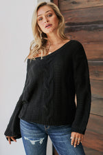 Jillian Cable Knit V-Neck Sweater