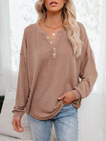 Janelle Buttoned Drop Shoulder Top