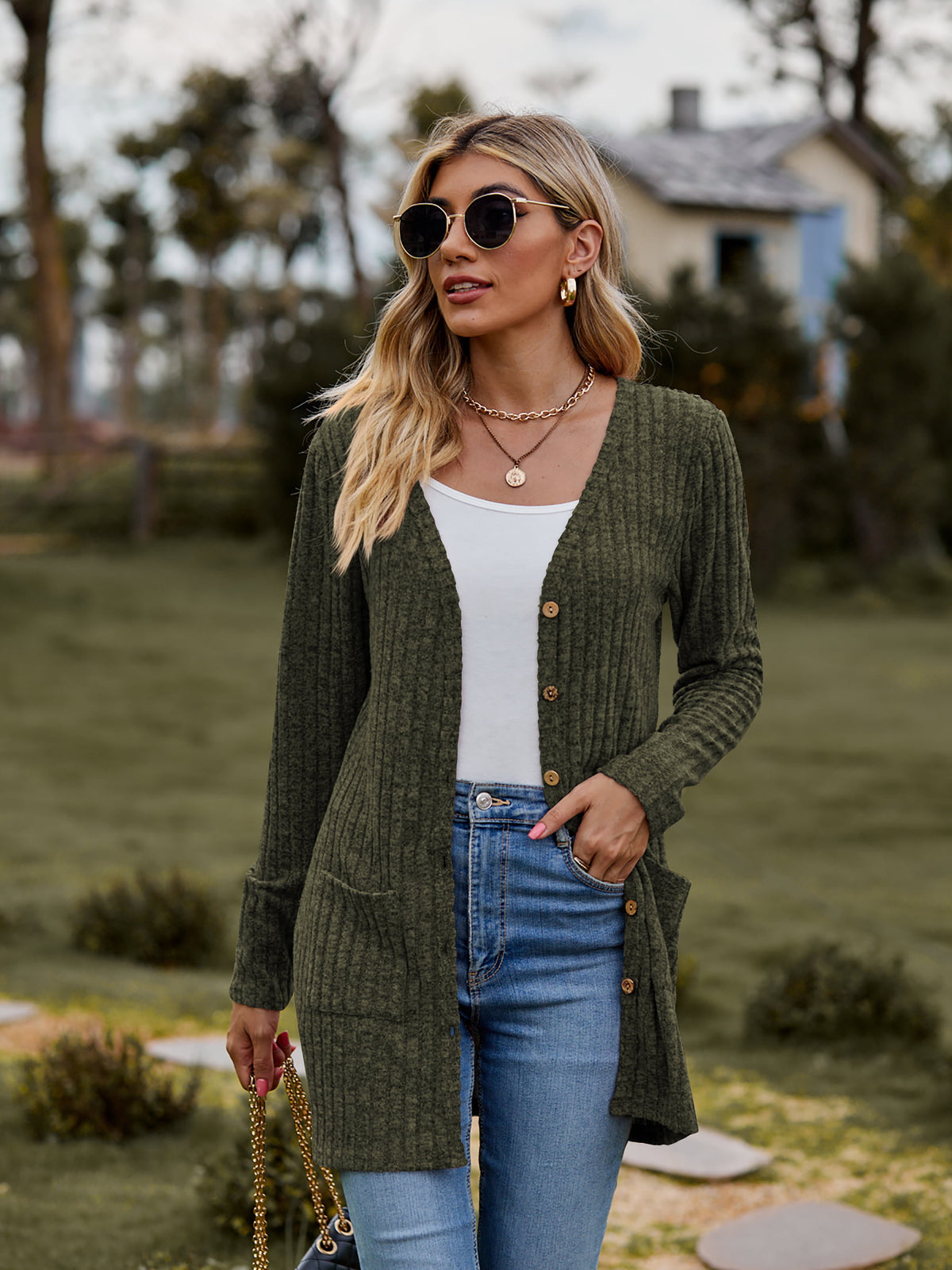 Stella Ribbed Button-Up Cardigan