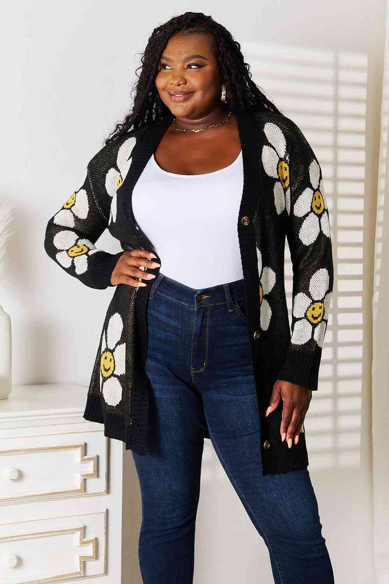 Gia Floral Button Down Longline Cardigan