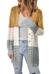 Evenly Openwork Ribbed Cuff Longline Cardigan