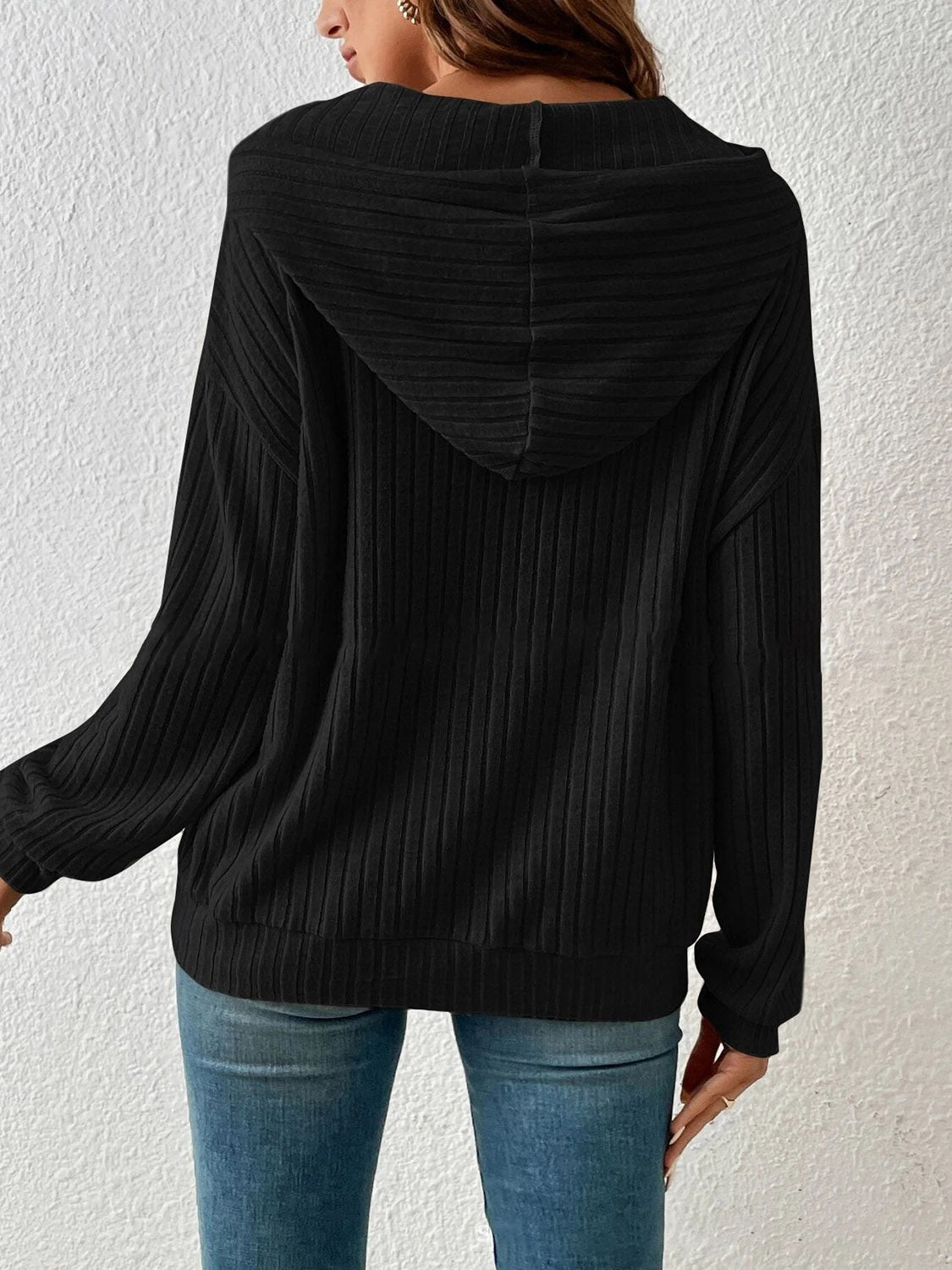 Sophie Ribbed Dropped Shoulder Hoodie