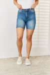 Josie Tummy Control Double Button Bermuda Denim Judy Blue Shorts