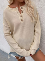 Buttoned Exposed Seam High-Low Sweater- 6 Colors