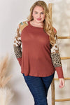 Lydia Leopard Waffle-Knit Blouse