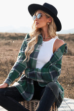 Plaid Dropped Shoulder Pocketed Shirt Jacket- 5 Colors