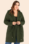 Plus Size Drawstring Waist Hooded Cardigan with Pockets